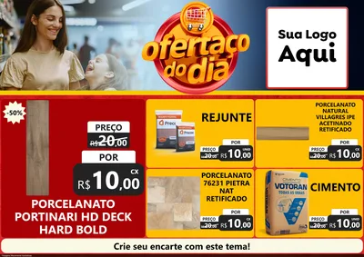 Modelo de Encarte para Encarte A4 Horizontal com o tema Ofertaço Do Dia para Pisos e revestimentos