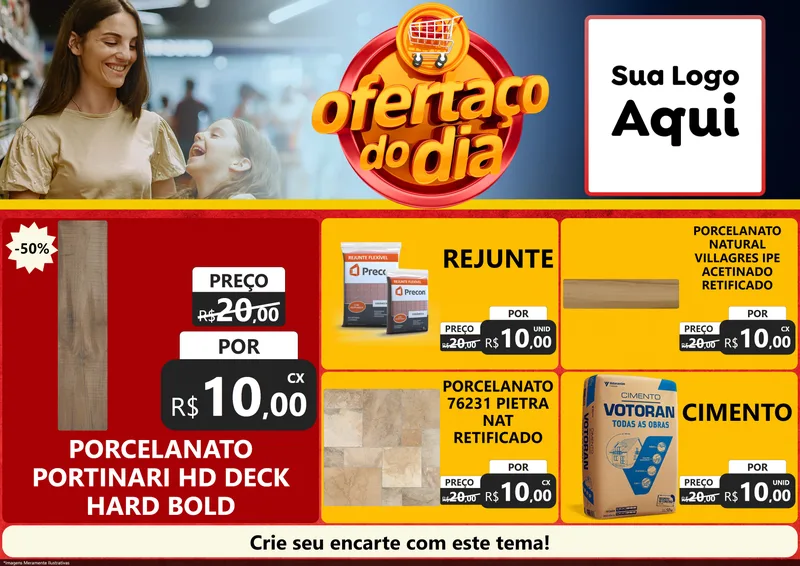 Modelo de Encarte para Encarte A4 Horizontal com o tema Ofertaço Do Dia para Pisos e revestimentos