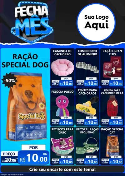 Modelo de Encarte para Encarte A4 Vertical com o tema Fecha Mês para Pet Shop
