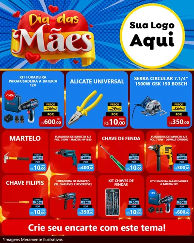 Modelo de Rede Social para Feed Instagram com o tema Dia das Mães para Maquinas e Ferramentas