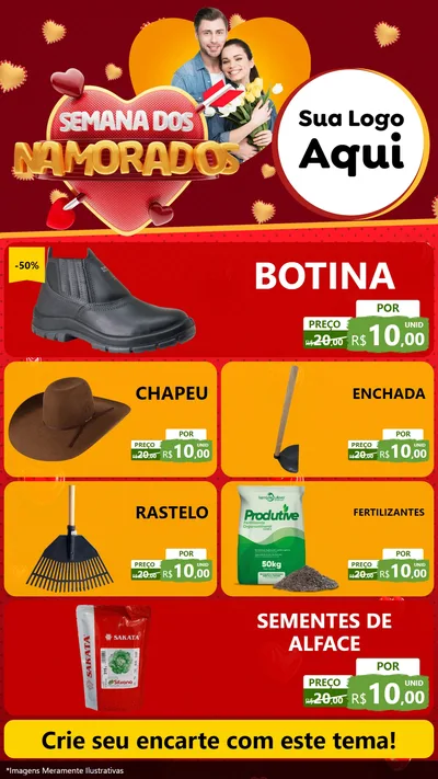 Modelo de TV para TV Vertical com o tema Semana dos Namorados para Agropecuária
