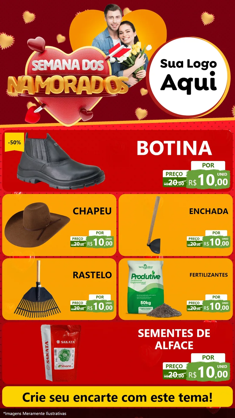 Modelo de TV para TV Vertical com o tema Semana dos Namorados para Agropecuária