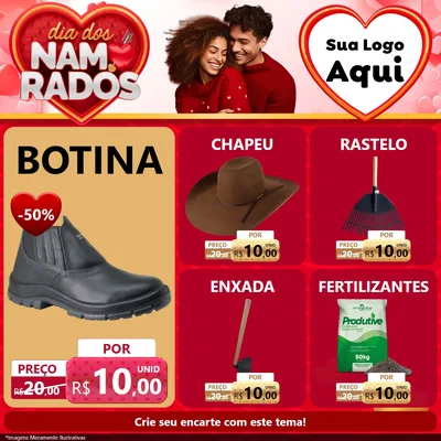 Modelo de Rede Social para Feed Facebook com o tema Dia dos Namorados para Agropecuária