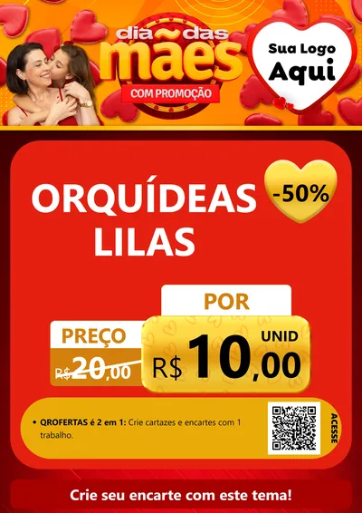 Modelo de Cartaz para Cartaz A4 Vertical com o tema Dia das Mães com Promoção para Floricultura e jardim