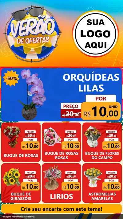Modelo de Rede Social para Stories com o tema Verão de Ofertas para Floricultura e jardim