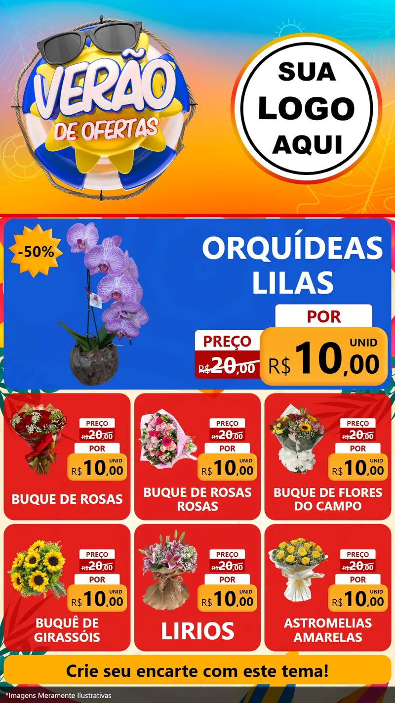 Modelo de Rede Social para Stories com o tema Verão de Ofertas para Floricultura e jardim