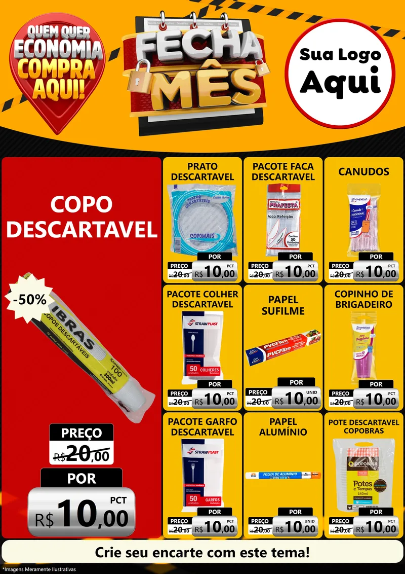 Modelo de Encarte para Encarte A4 Vertical com o tema Fecha Mês para Embalagens
