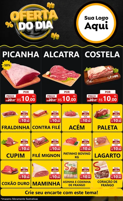 Modelo de Encarte para Encarte Grande com o tema Oferta Do Dia para Açougue