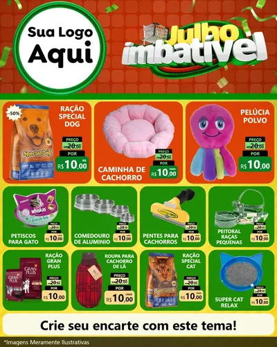 Modelo de Rede Social para Feed Instagram com o tema Julho Imbatível para Pet Shop