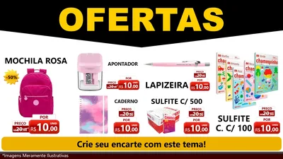 Modelo de TV para TV Horizontal com o tema Ofertas Preto e Vermelho Cartaz para Papelaria