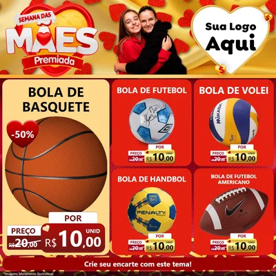 Modelo de Rede Social para Feed Facebook com o tema Semana das Mães Premiada para Artigos Esportivos