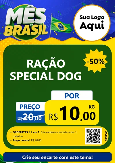 Modelo de Cartaz para Cartaz A4 Vertical com o tema Mês do Brasil para Pet Shop