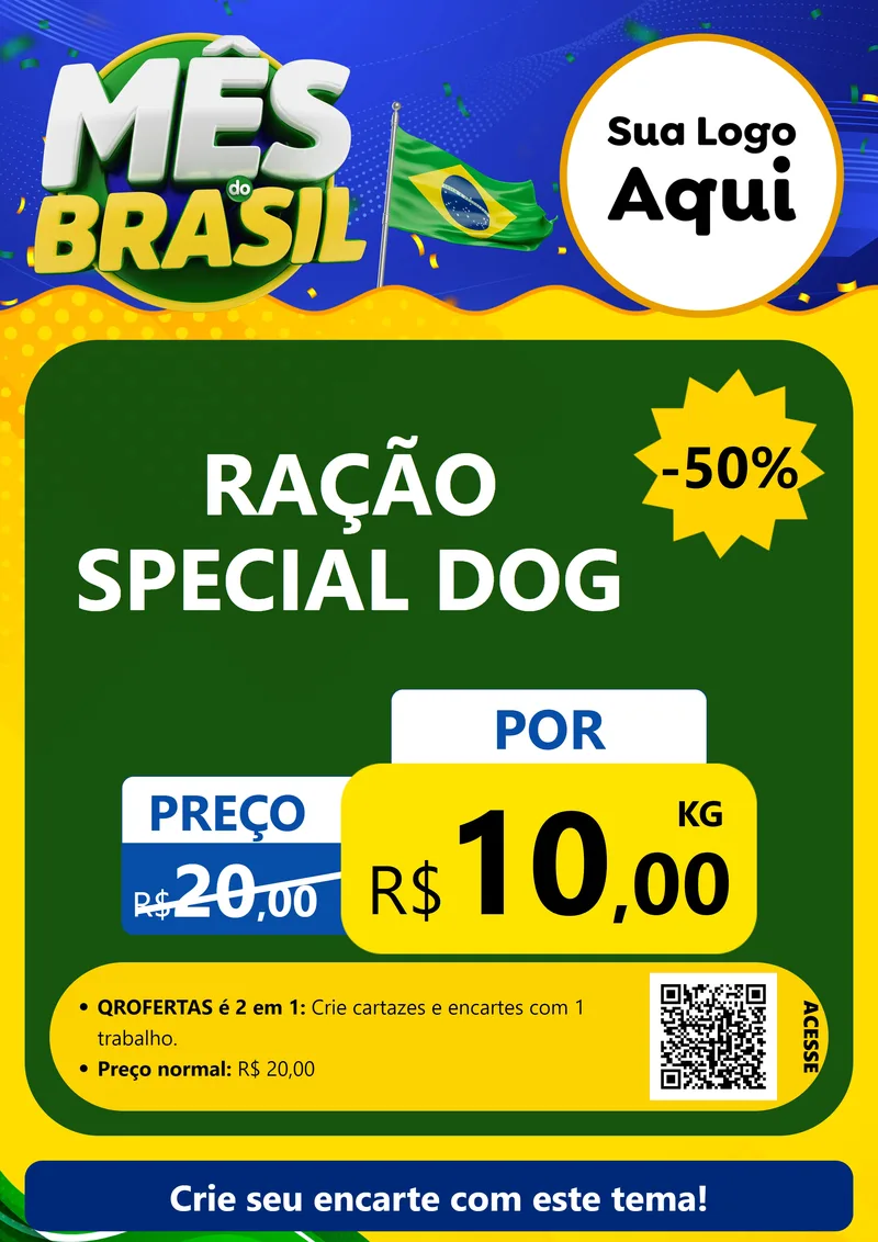 Modelo de Cartaz para Cartaz A4 Vertical com o tema Mês do Brasil para Pet Shop