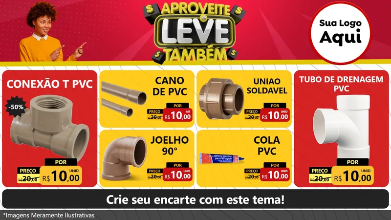Modelo de TV para TV Horizontal com o tema Aproveite e Leve Também para Tubos e conexões