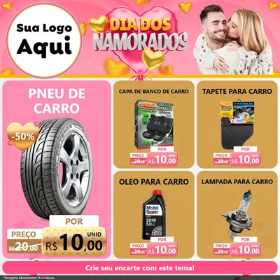 Modelo de Rede Social para Feed Facebook com o tema Dia dos Namorados para Auto peças