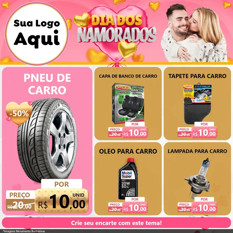 Modelo de Rede Social para Feed Facebook com o tema Dia dos Namorados para Auto peças