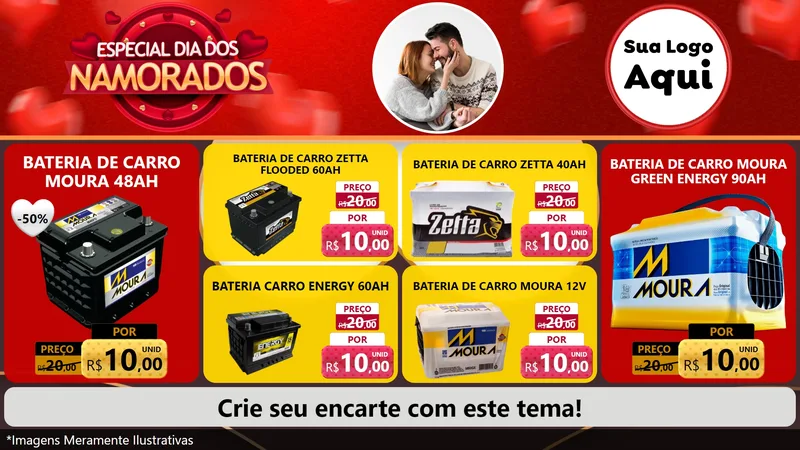 Modelo de TV para TV Horizontal com o tema Especial Dia Dos Namorados para Baterias Elétricas