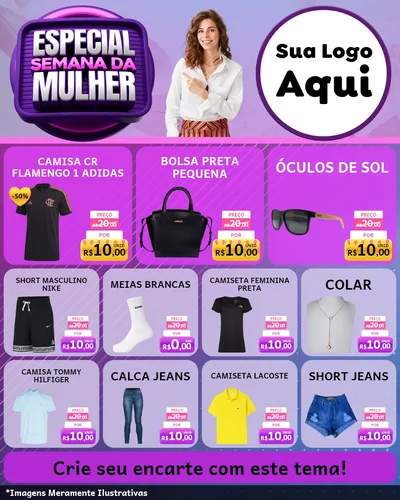 Modelo de Rede Social para Feed Instagram com o tema Especial Semana da Mulher para Roupas e acessórios