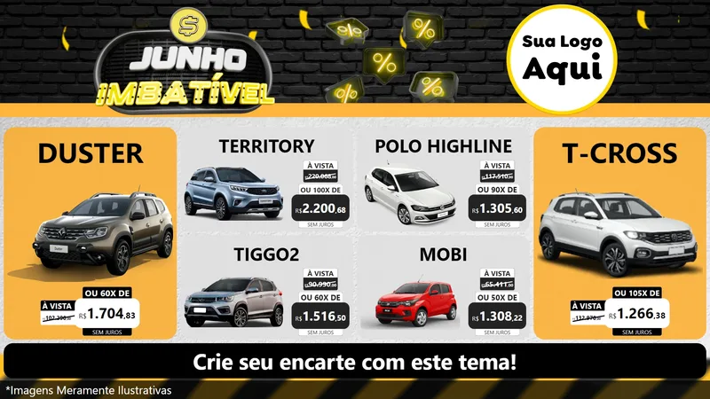 Modelo de TV para TV Horizontal com o tema Junho Imbatível para Concessionaria de Carros