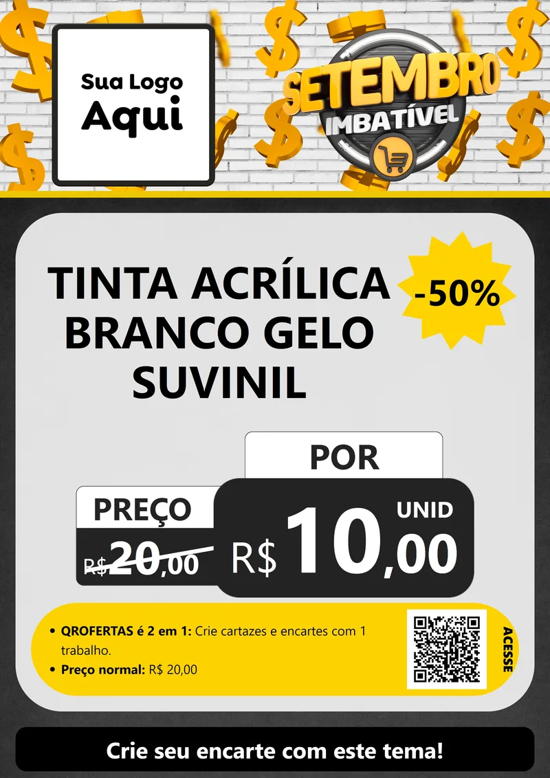 Modelo de Cartaz para Cartaz A4 Vertical com o tema Setembro Imbatível para Tintas e Ferramentas