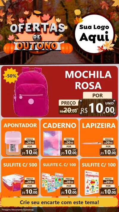 Modelo de Rede Social para Stories com o tema Ofertas de Outono para Papelaria