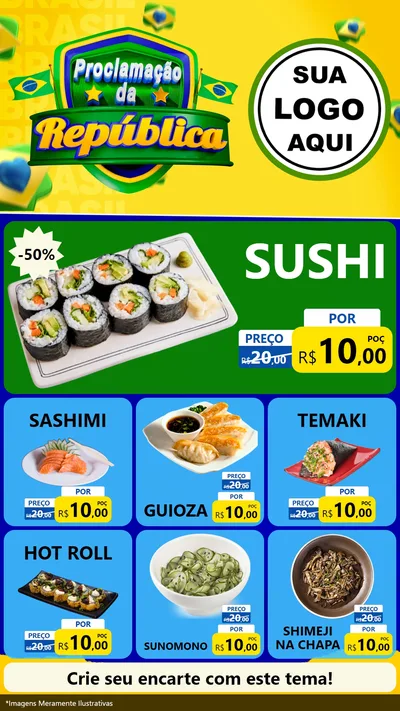 Modelo de Rede Social para Stories com o tema Proclamação da República para Comida japonesa