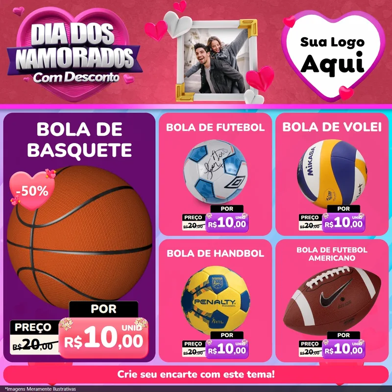 Modelo de Rede Social para Feed Facebook com o tema Dia Dos Namorados Com Desconto para Artigos Esportivos