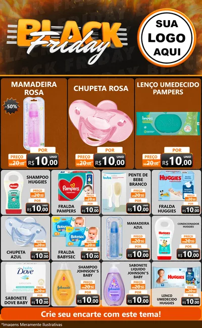 Modelo de Encarte para Encarte Grande com o tema Black Friday para Bebês