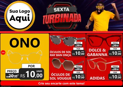 Modelo de Encarte para Encarte A4 Horizontal com o tema Sexta Turbinada para Óticas