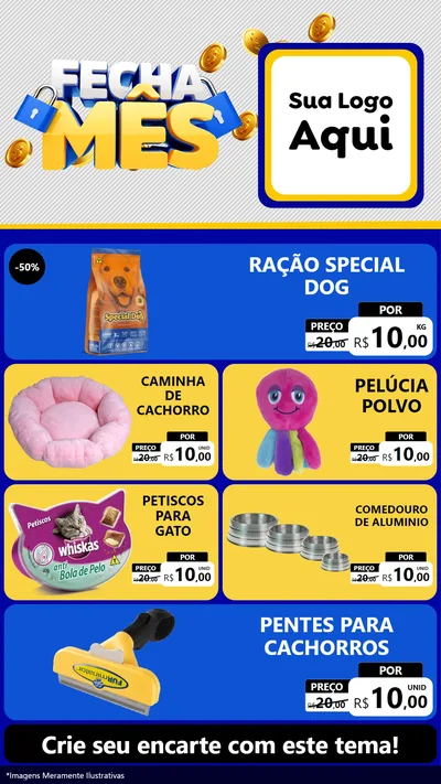 Modelo de TV para TV Vertical com o tema Fecha Mês para Pet Shop
