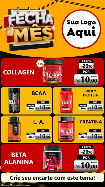 Modelo de TV para TV Vertical com o tema Fecha Mês para Suplementos alimentares