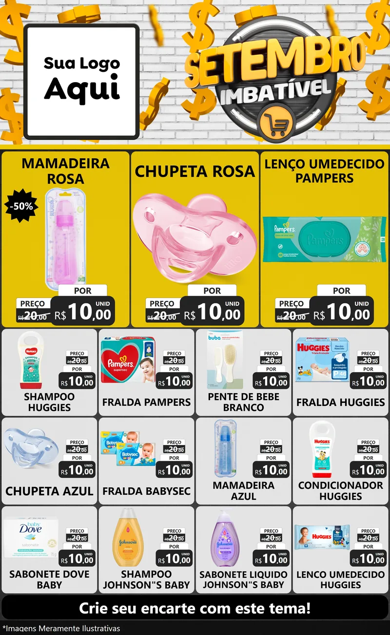Modelo de Encarte para Encarte Grande com o tema Setembro Imbatível para Bebês