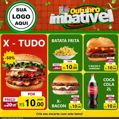 Modelo de Rede Social para Feed Facebook com o tema Outubro Imbatível para Hamburgueria