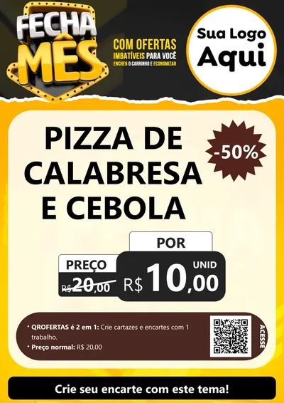 Modelo de Cartaz para Cartaz A4 Vertical com o tema Fecha Mês para Pizzaria