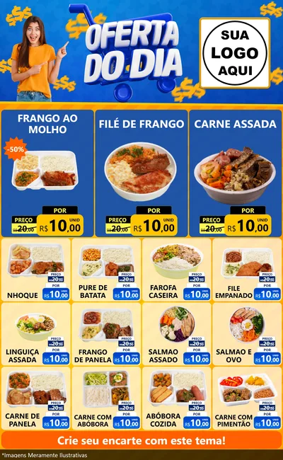 Modelo de Encarte para Encarte Grande com o tema Oferta do Dia para Restaurante
