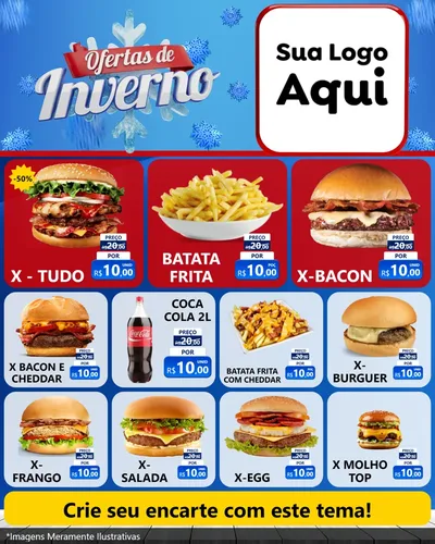 Modelo de Rede Social para Feed Instagram com o tema Ofertas de Inverno para Hamburgueria