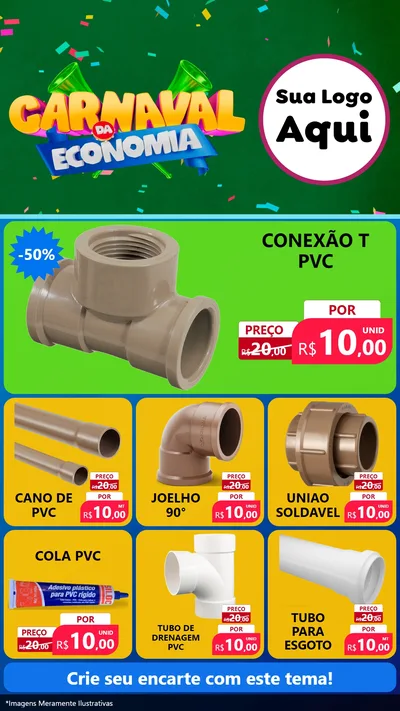 Modelo de Rede Social para Stories com o tema Carnaval da Economia para Tubos e conexões