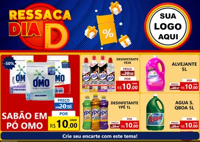 Modelo de Encarte para Encarte A4 Horizontal com o tema Ressaca Dia D para Produtos de Limpeza