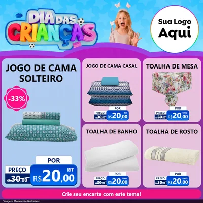 Modelo de Rede Social para Feed Facebook com o tema Dia Das Crianças para Cama, Mesa e Banho