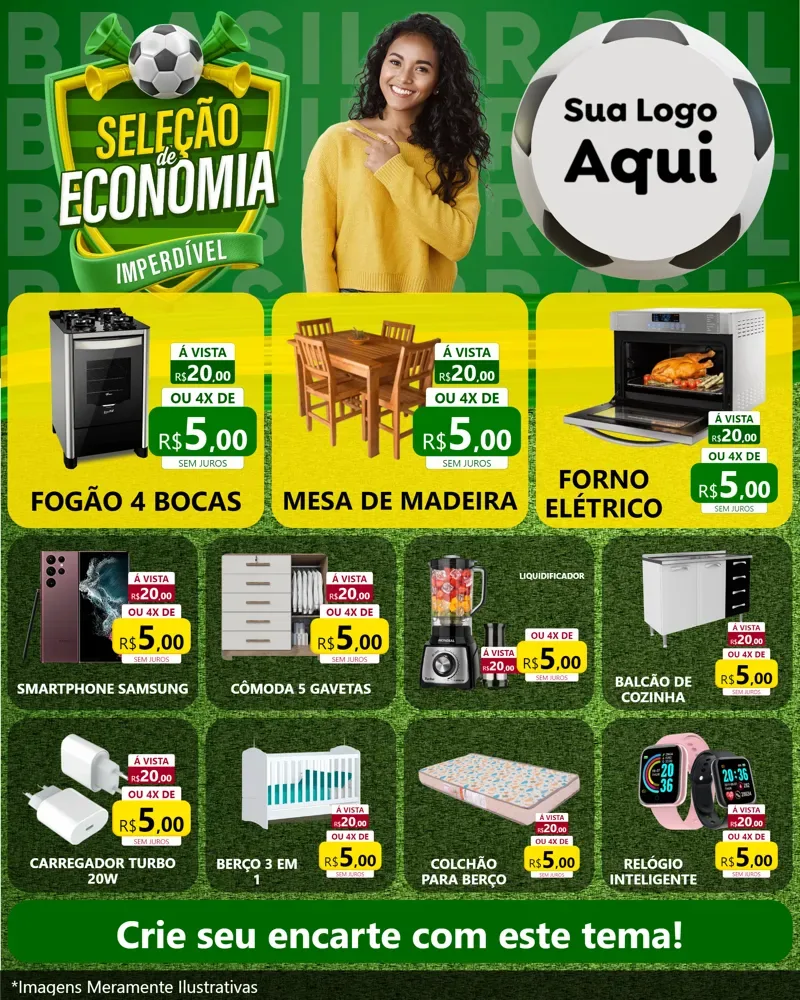 Modelo de Rede Social para Feed Instagram com o tema Seleção de Economia - Copa para Móveis e Eletro