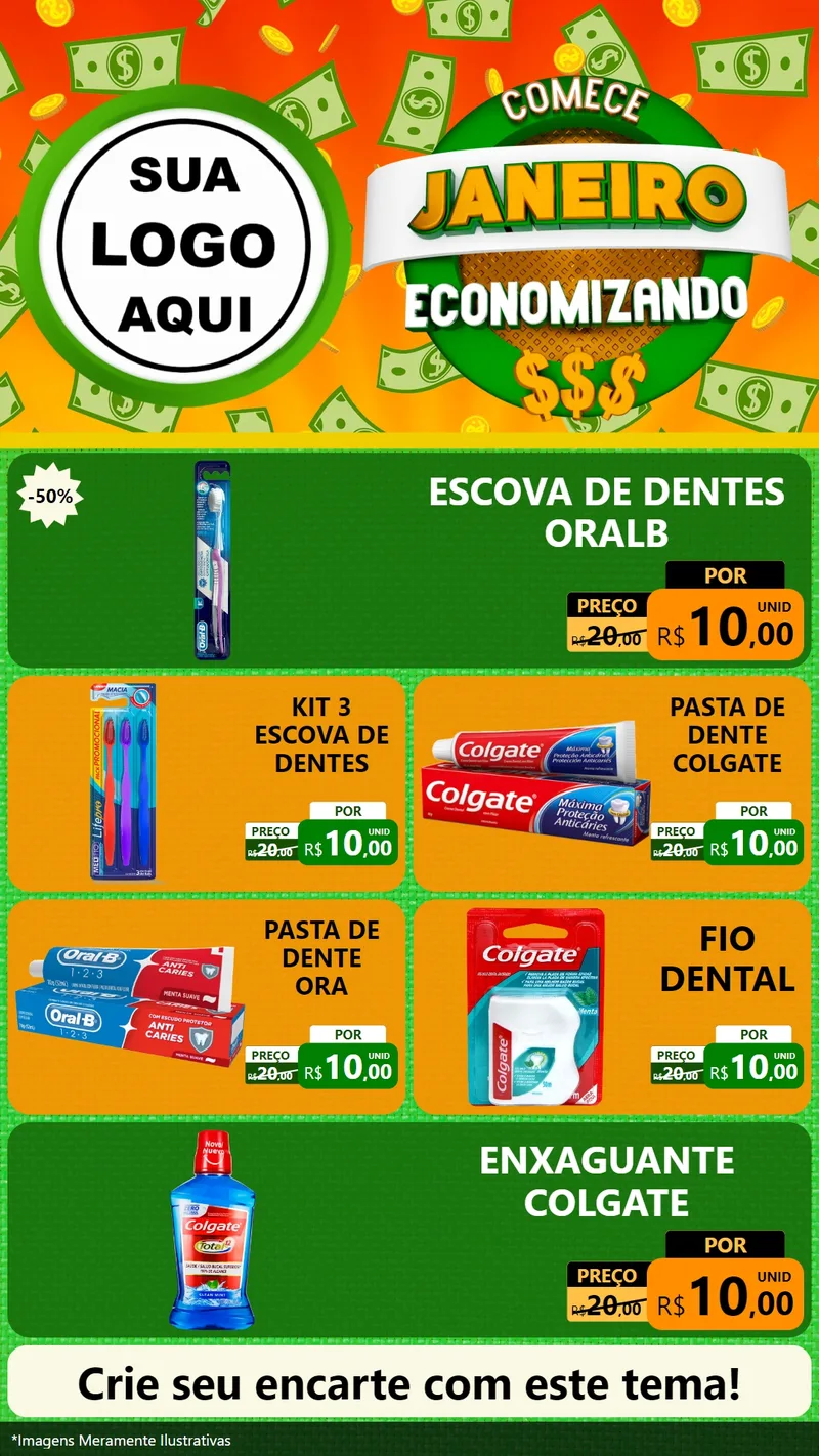 Modelo de TV para TV Vertical com o tema Comece Janeiro Economizando para Higiene Pessoal