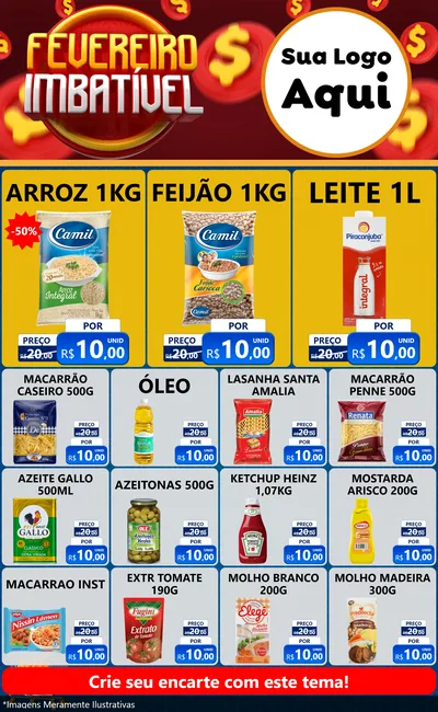Modelo de Encarte para Encarte Grande com o tema Fevereiro Imbatível para Supermercado