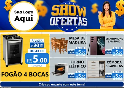 Modelo de Encarte para Encarte A4 Horizontal com o tema Show de Ofertas para Móveis e Eletro