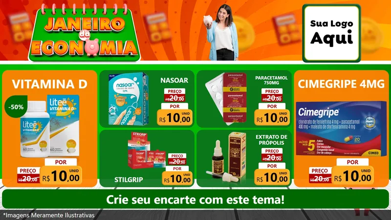Modelo de TV para TV Horizontal com o tema Janeiro da Economia para Farmácia