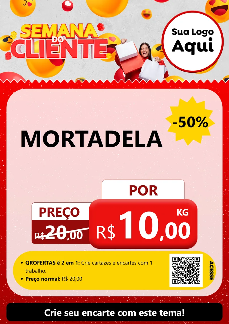 Modelo de Cartaz para Cartaz A4 Vertical com o tema Semana do Cliente para Frios e Laticínios