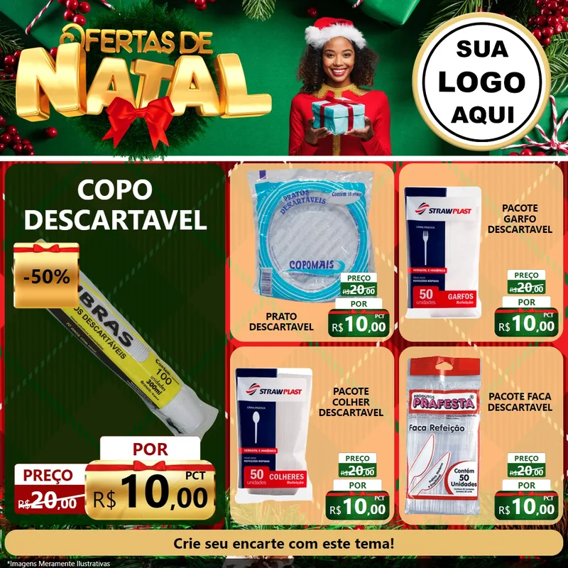 Modelo de Rede Social para Feed Facebook com o tema Ofertas de Natal para Embalagens