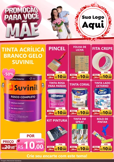 Modelo de Encarte para Encarte A4 Vertical com o tema Promoção Para Você Mãe para Tintas e Ferramentas