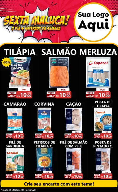 Modelo de Encarte para Encarte Grande com o tema Sexta Maluca! para Peixaria
