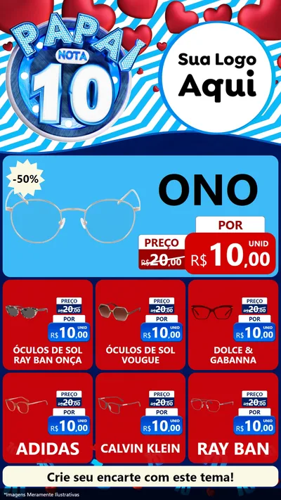Modelo de Rede Social para Stories com o tema Papai Nota 10 para Óticas