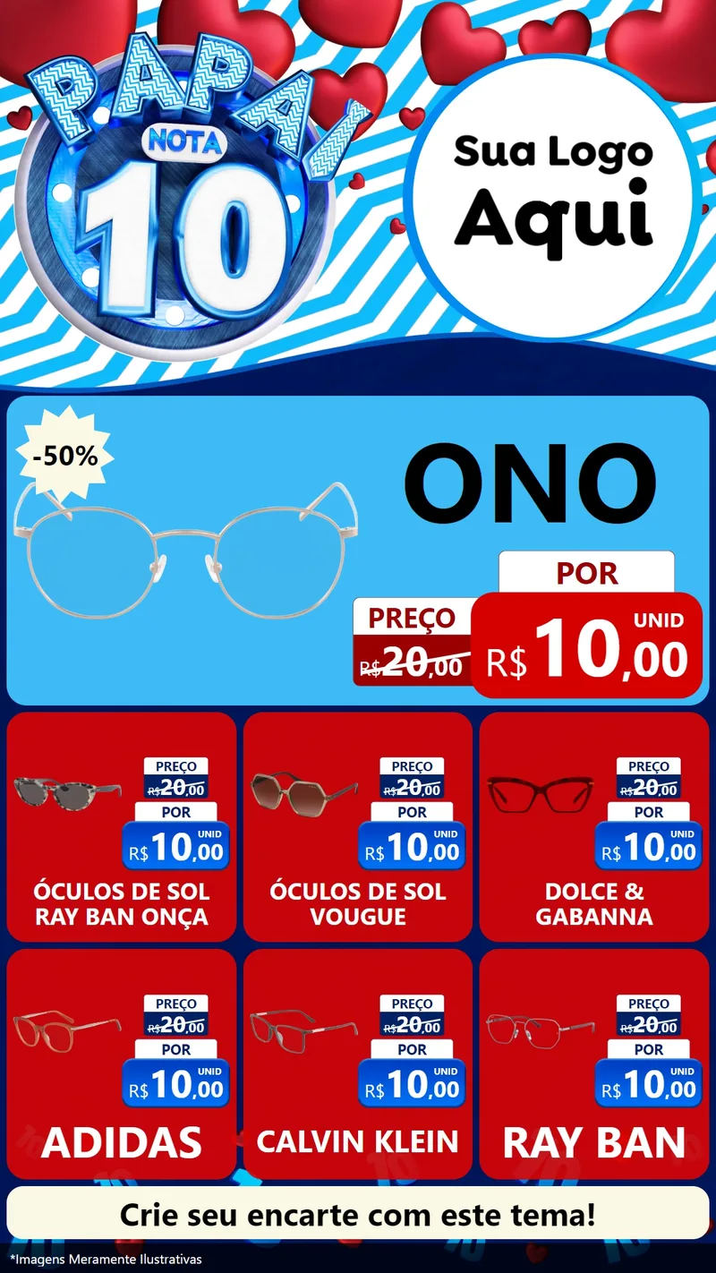 Modelo de Rede Social para Stories com o tema Papai Nota 10 para Óticas